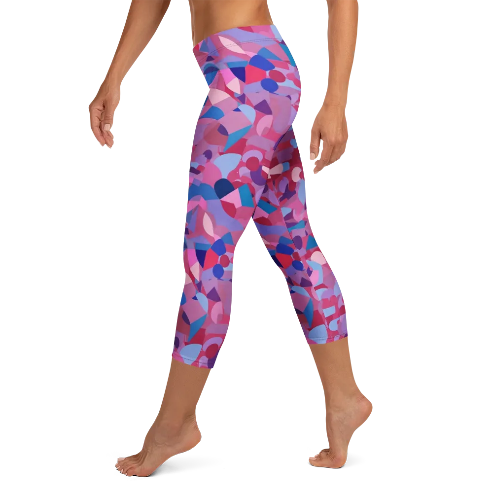 Pink Noise Garden on Capri Leggings — Left