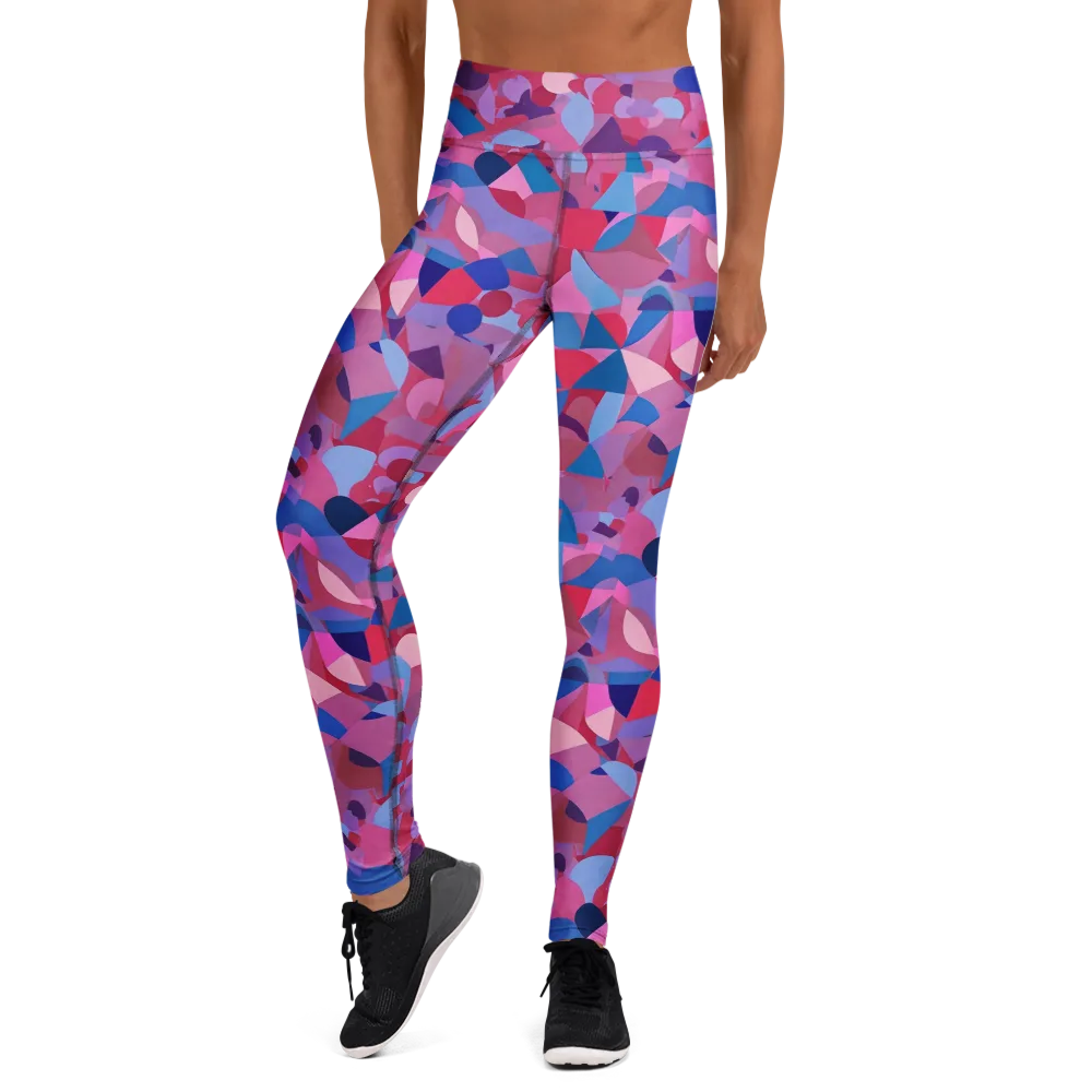 Pink Noise Garden on Yoga Leggings — Front
