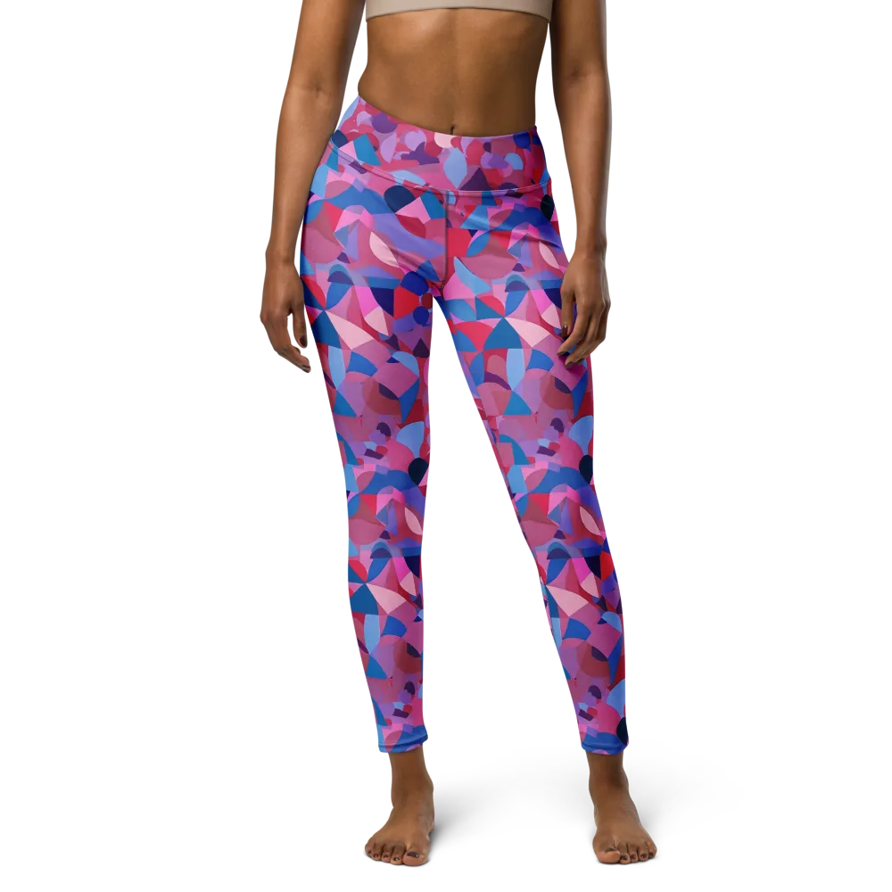 Pink Noise Garden on Yoga Leggings — Front