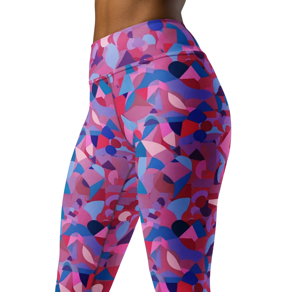 Pink Noise Garden on Yoga Leggings — Left Front