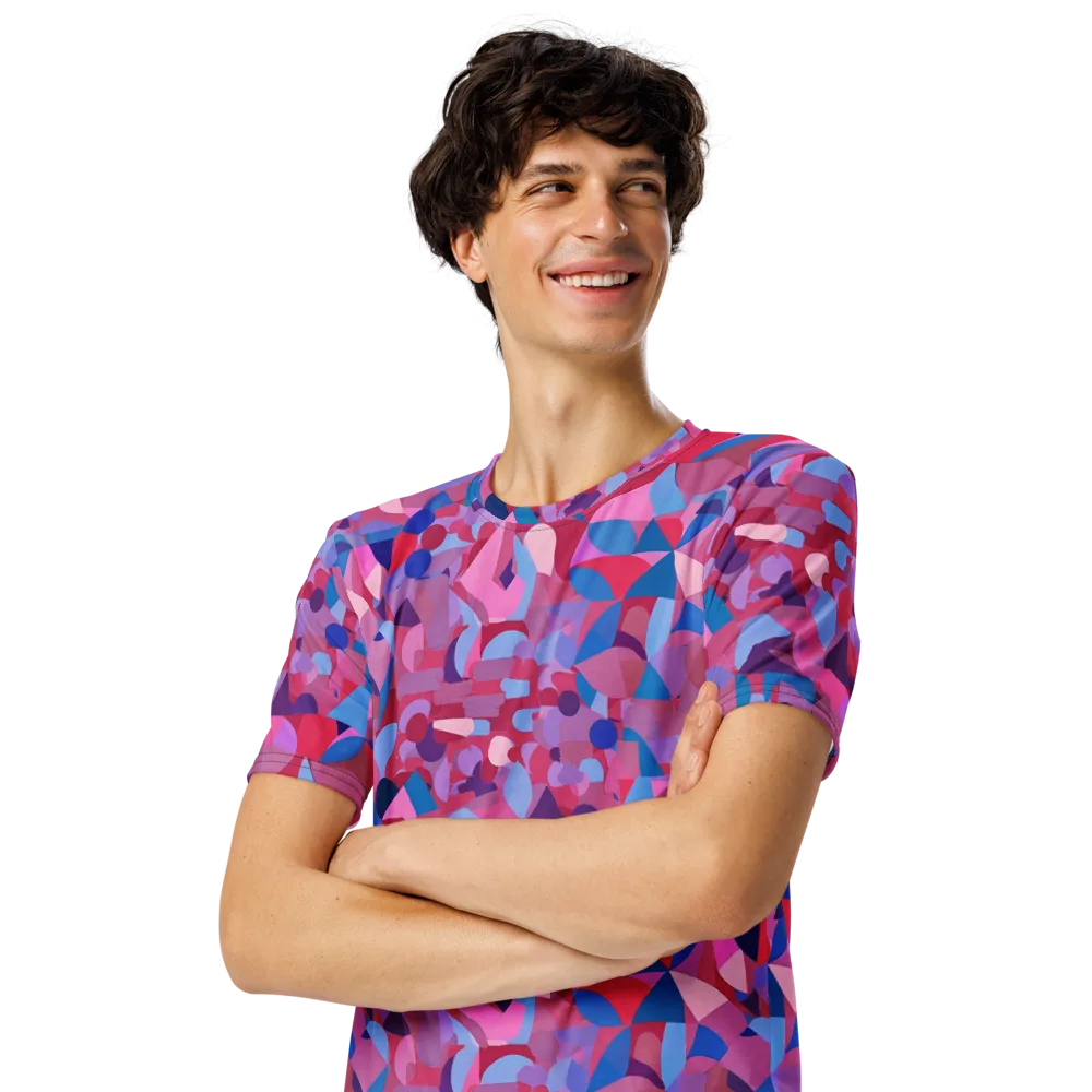 Pink Noise Garden on Men's Crew Neck T-Shirt — Left Front