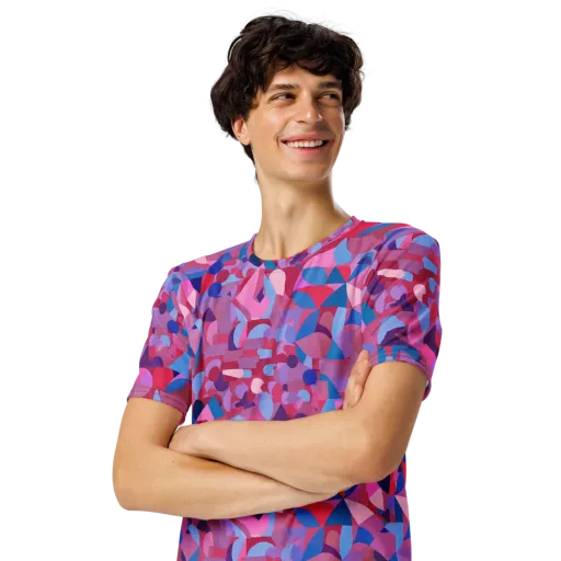 Pink Noise Garden on a Men's Crew Neck T-Shirt
