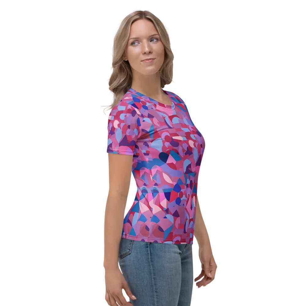 Pink Noise Garden on Women's Crew Neck T-Shirt — Right