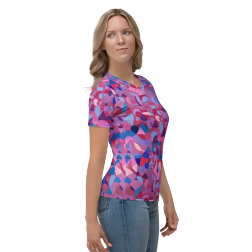 Pink Noise Garden on a Women's Crew Neck T-Shirt