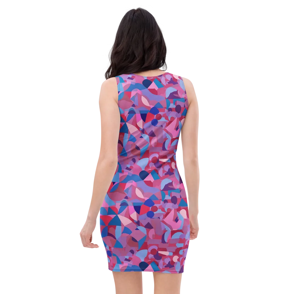 Pink Noise Garden on Bodycon Dress — Back
