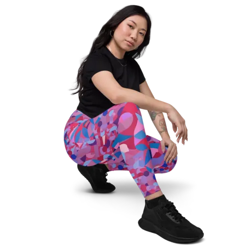Pink Noise Garden on a Leggings with Pockets
