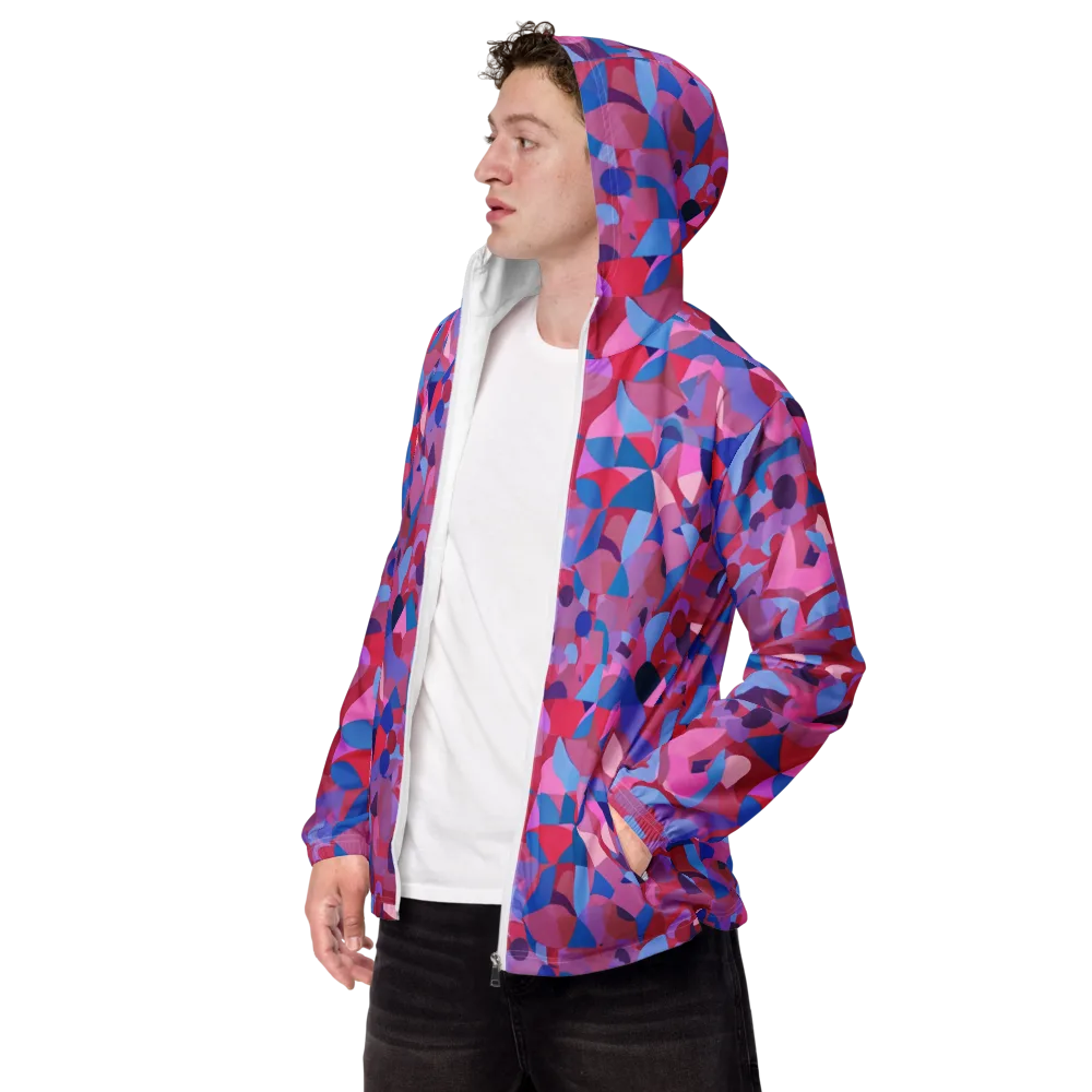 Pink Noise Garden on Men's Windbreaker — Left Front