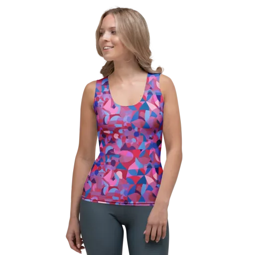 Pink Noise Garden on a Women's Tank Top