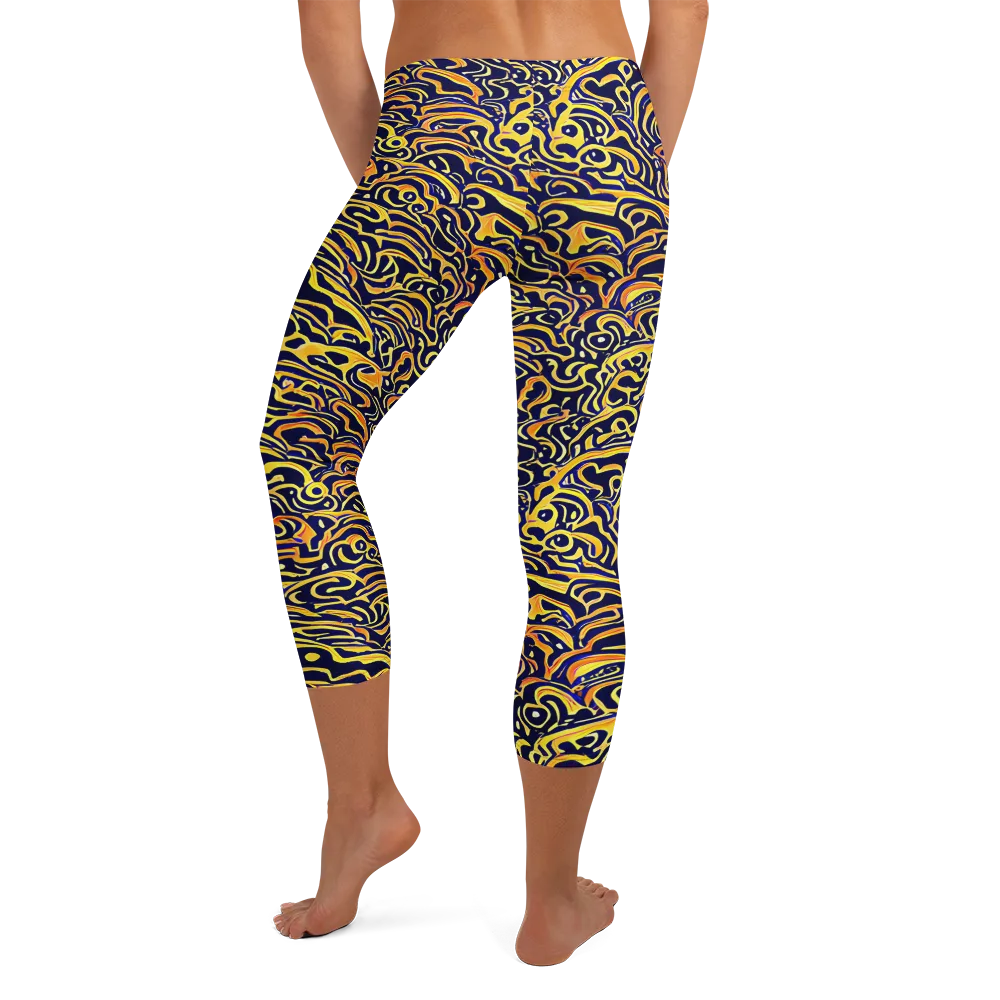Electric Midnight on Capri Leggings — Back