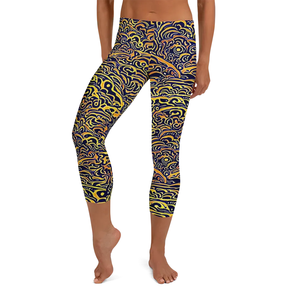 Electric Midnight on Capri Leggings — Front