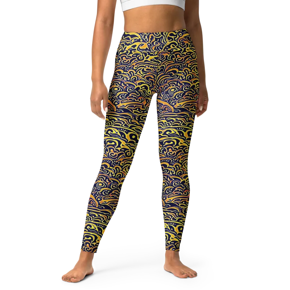 Electric Midnight on Yoga Leggings — Front