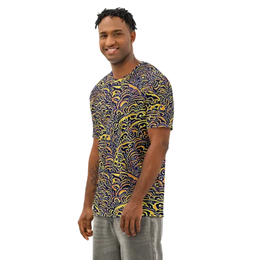 Electric Midnight on a Men's Cotton Crew Neck T-Shirt