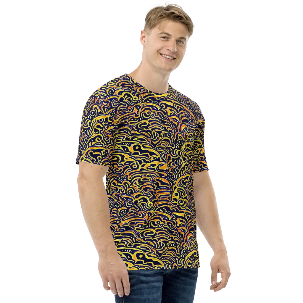 Electric Midnight on Men's Crew Neck T-Shirt — Right