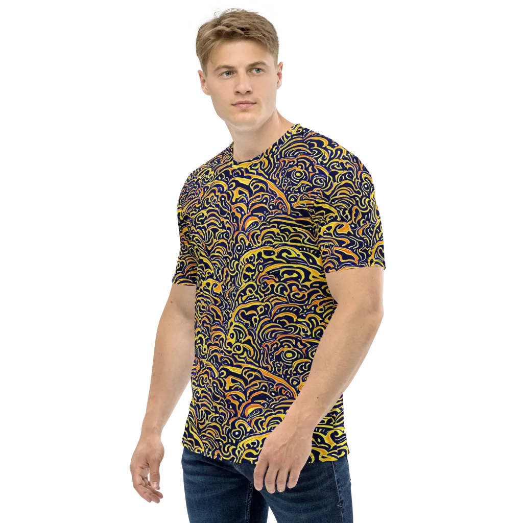 Electric Midnight on Men's Crew Neck T-Shirt — Left