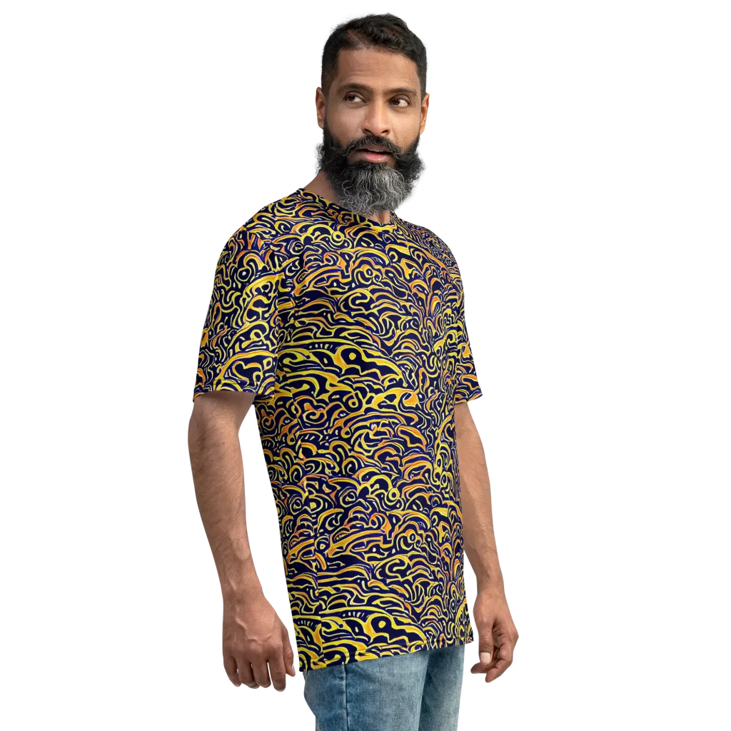 Electric Midnight on Men's Crew Neck T-Shirt — Right