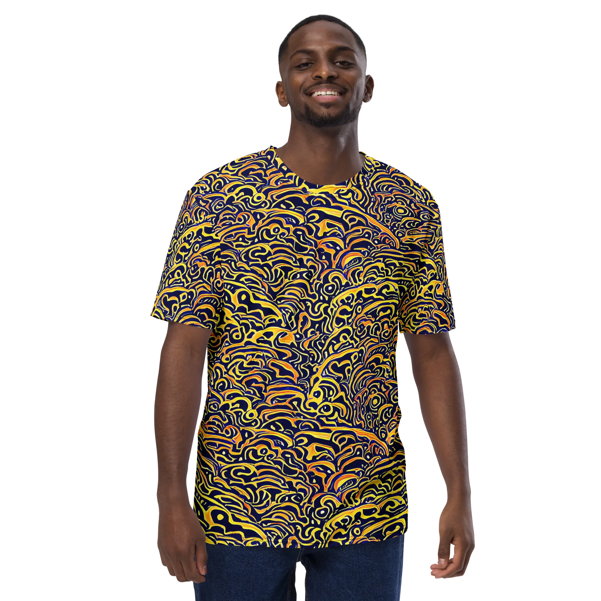 Electric Midnight on Men's Crew Neck T-Shirt — Front
