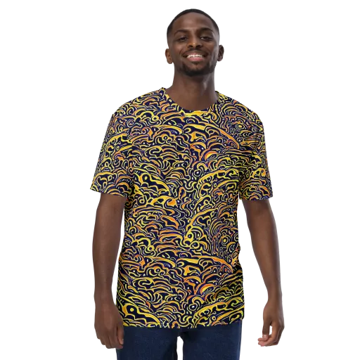 Electric Midnight on a Men's Crew Neck T-Shirt