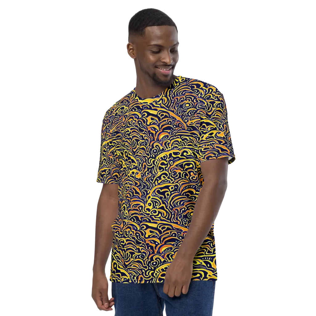 Electric Midnight on Men's Crew Neck T-Shirt — Left