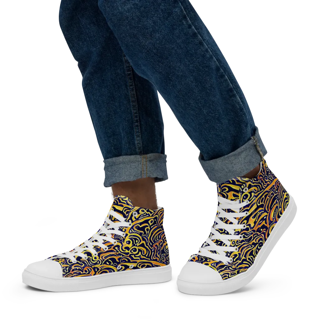 Electric Midnight on Men's High Top Canvas Shoes — Left