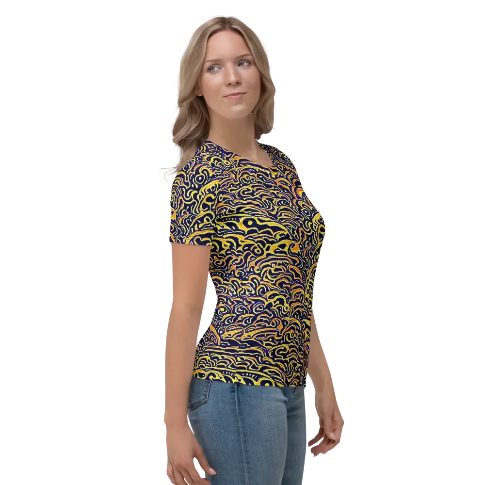 Electric Midnight on Women's Crew Neck T-Shirt — Right