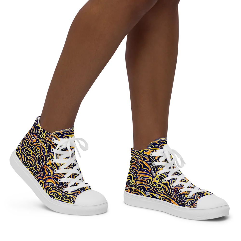 Electric Midnight on Women's High Top Canvas Shoes — Right