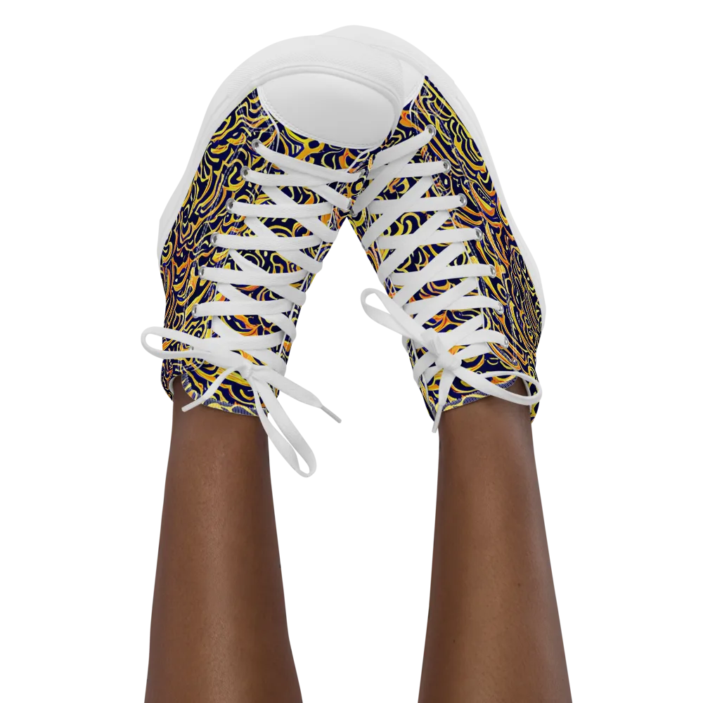 Electric Midnight on Women's High Top Canvas Shoes — Front