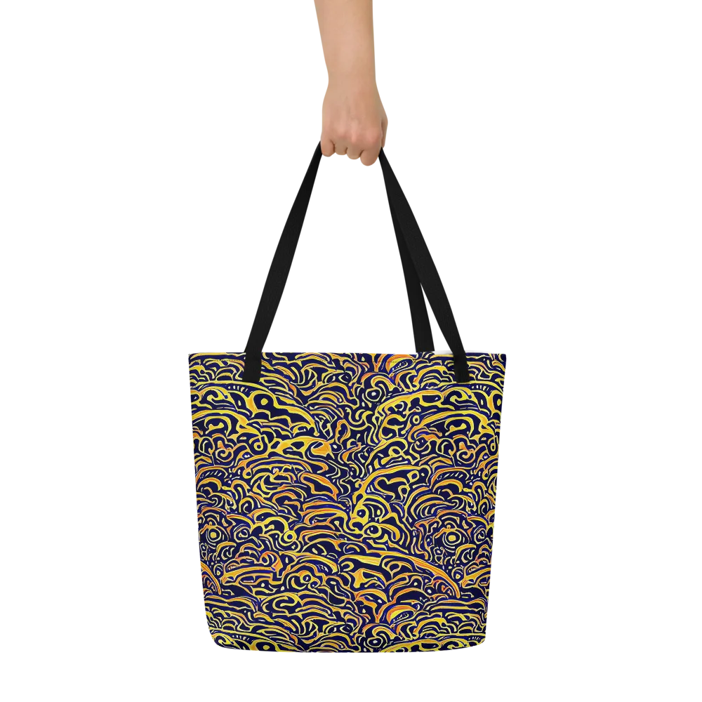 Electric Midnight on Large Tote Bag W/ Pocket — Front