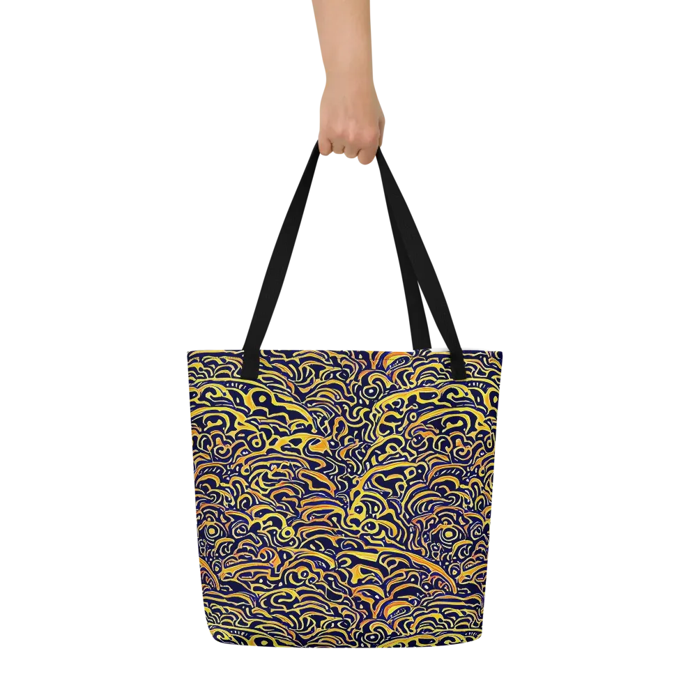 Electric Midnight on Large Tote Bag W/ Pocket — Front