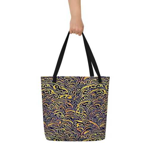 Electric Midnight on a Large Tote Bag W/ Pocket