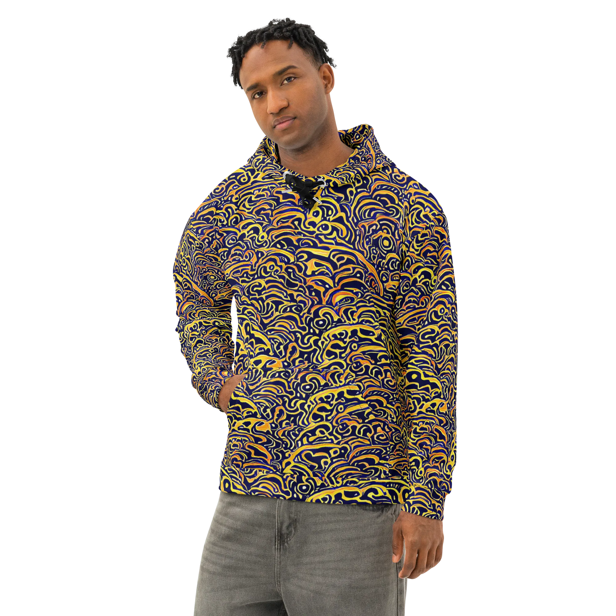 Electric Midnight on Cotton Hoodie — Left Front