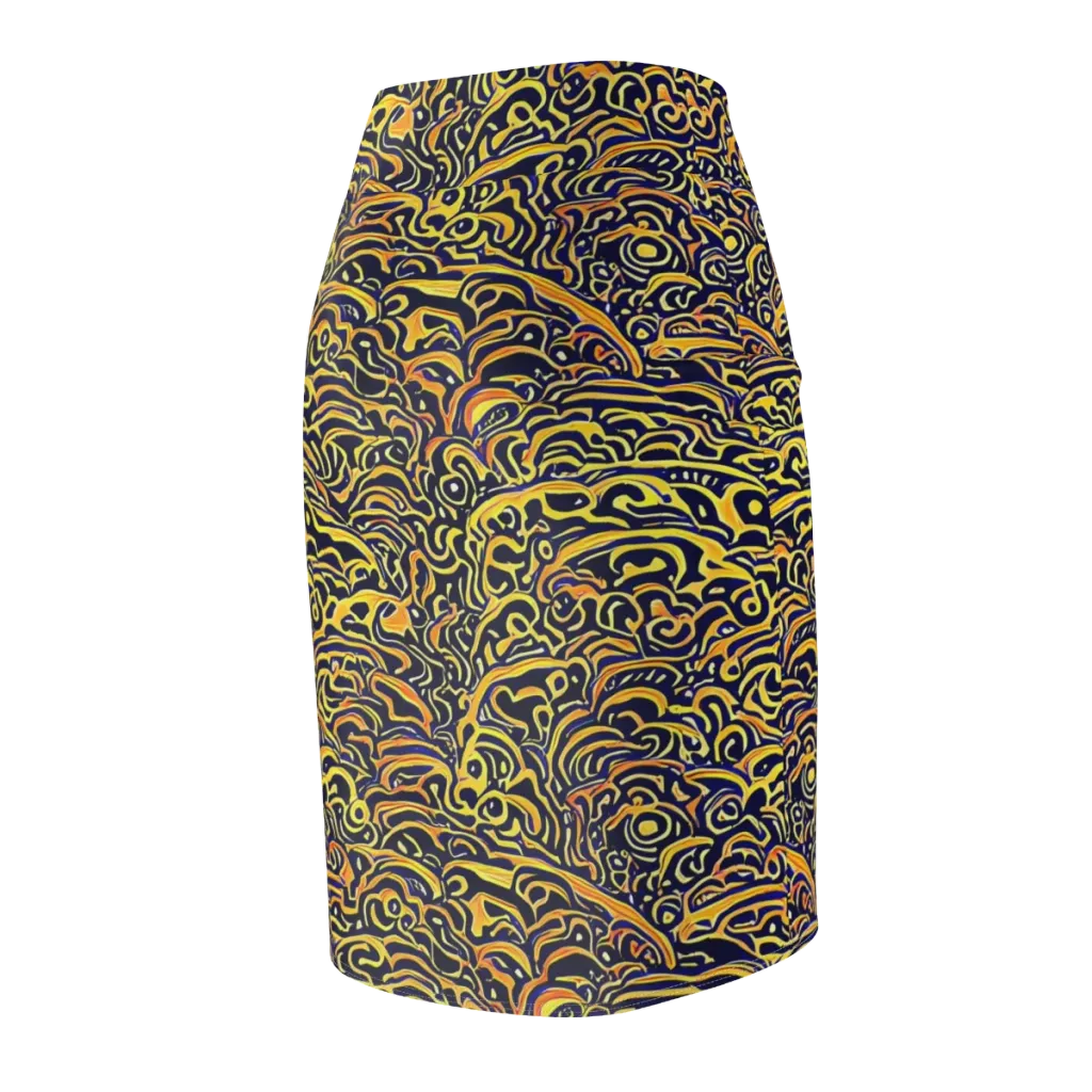 Electric Midnight on Pencil Skirt — Back Side