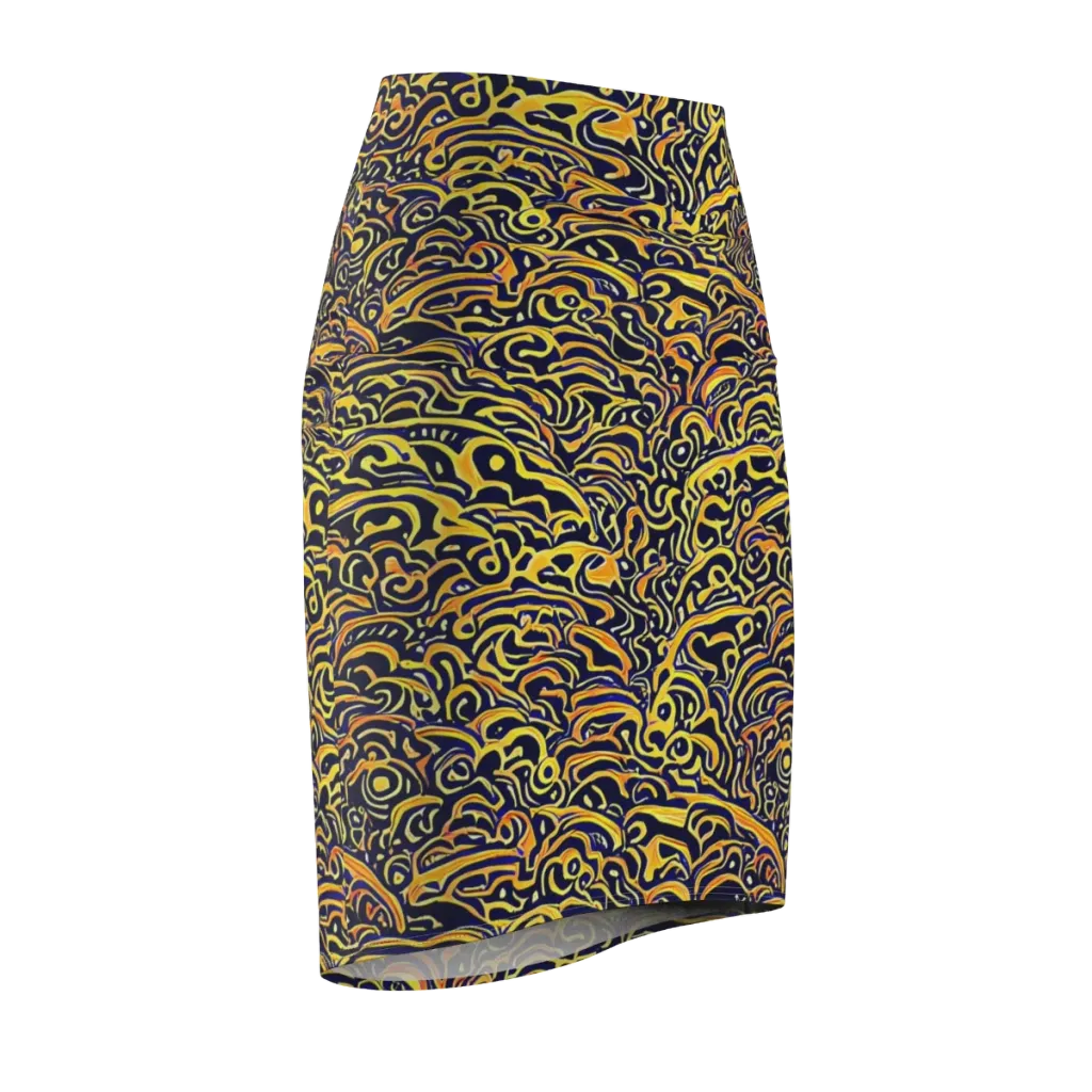 Electric Midnight on Pencil Skirt — Front Side