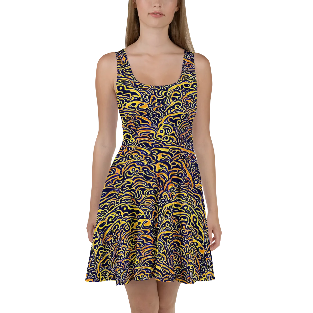 Electric Midnight on Skater Dress — Front