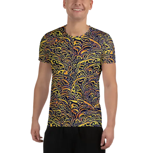 Electric Midnight on a Men's Athletic T-Shirt