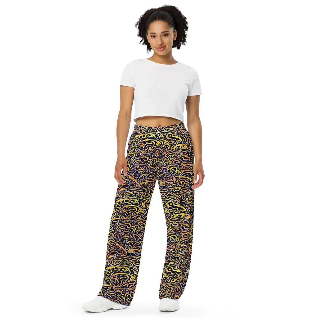 Electric Midnight on Wide-Leg Pants — Front
