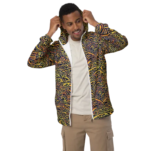 Electric Midnight on a Men's Windbreaker