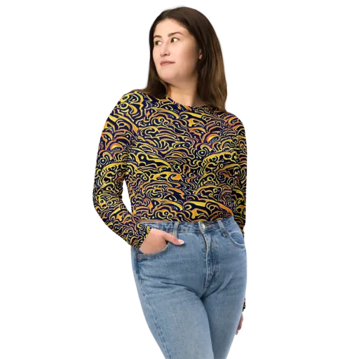 Electric Midnight on a Long Sleeve Crop Top