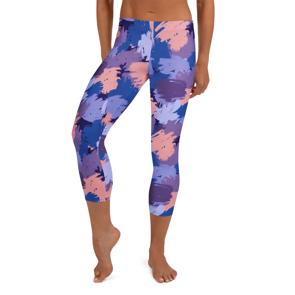 Indigo Brushfire on Capri Leggings — Front