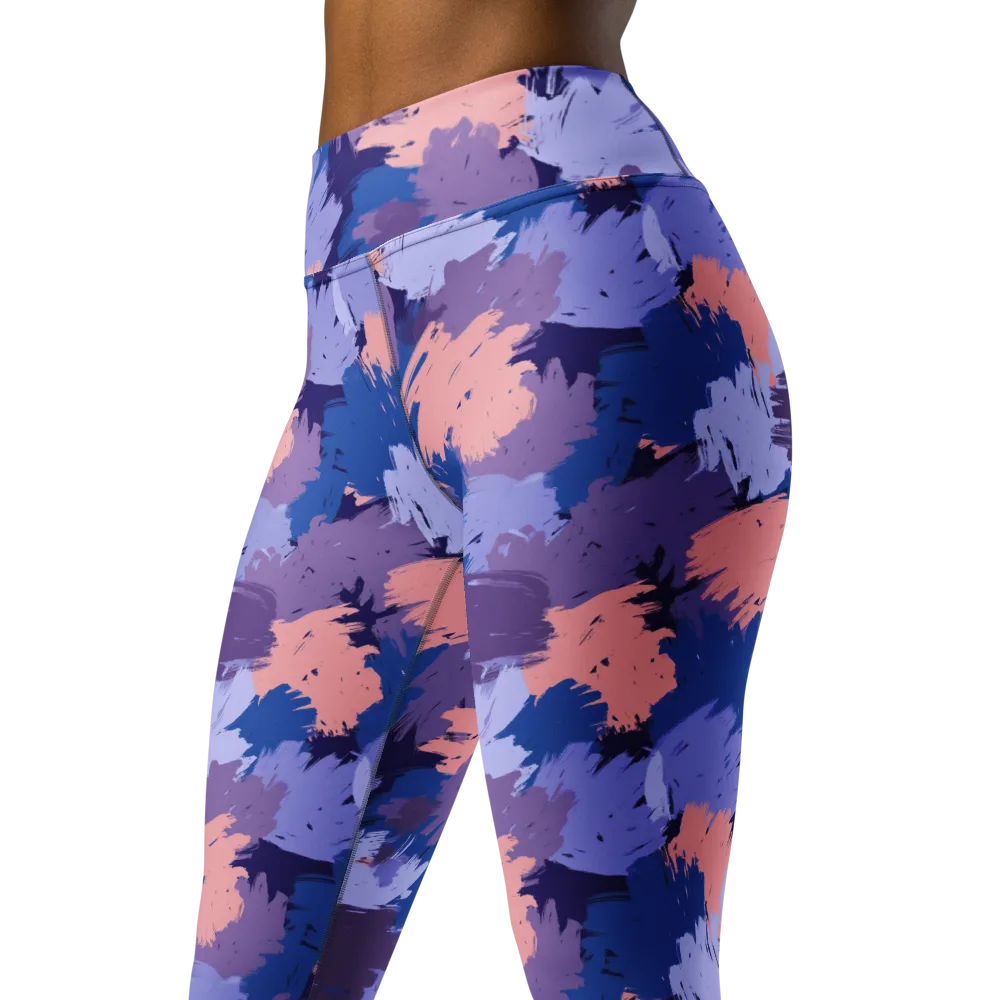 Indigo Brushfire on Yoga Leggings — Left Front
