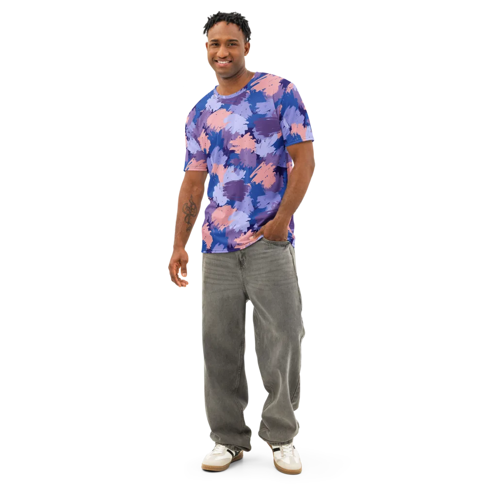 Indigo Brushfire on Men's Cotton Crew Neck T-Shirt — Front