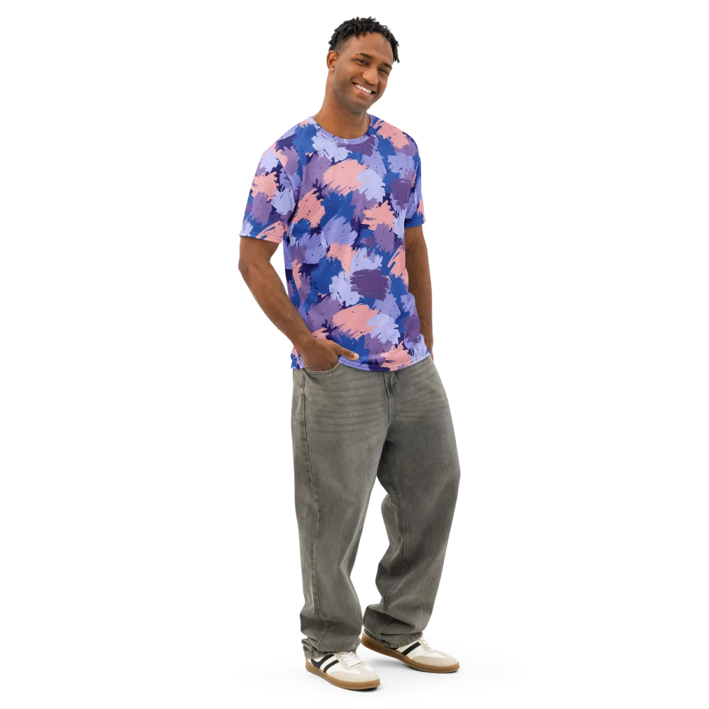 Indigo Brushfire on Men's Cotton Crew Neck T-Shirt — Right Front