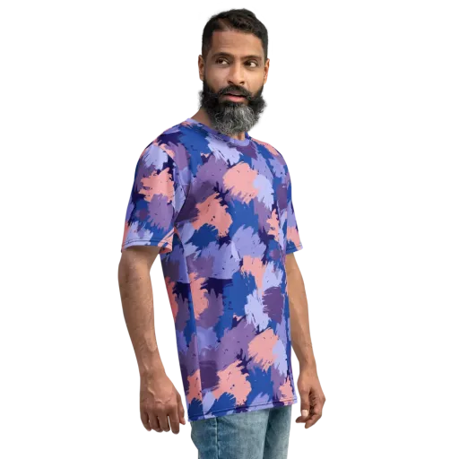 Indigo Brushfire on a Men's Crew Neck T-Shirt