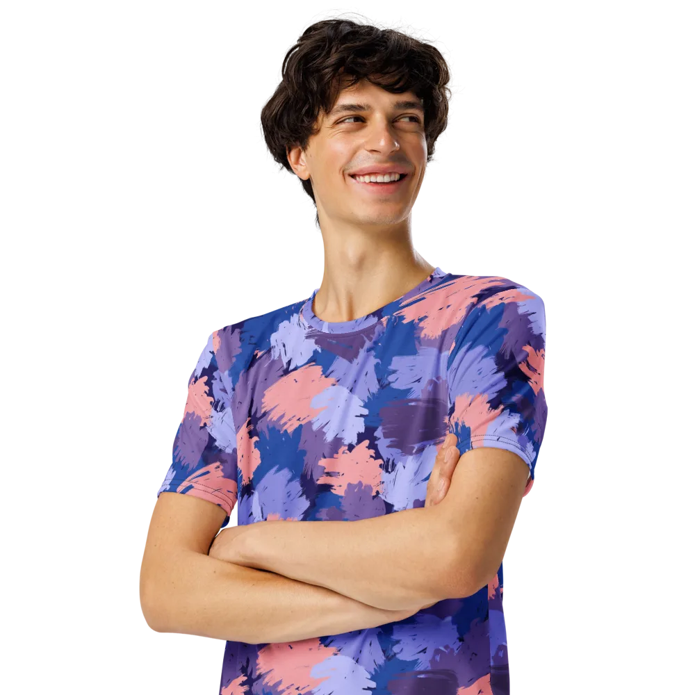 Indigo Brushfire on Men's Crew Neck T-Shirt — Left Front