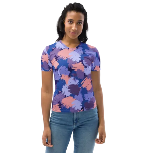 Indigo Brushfire on a Women's Crew Neck T-Shirt
