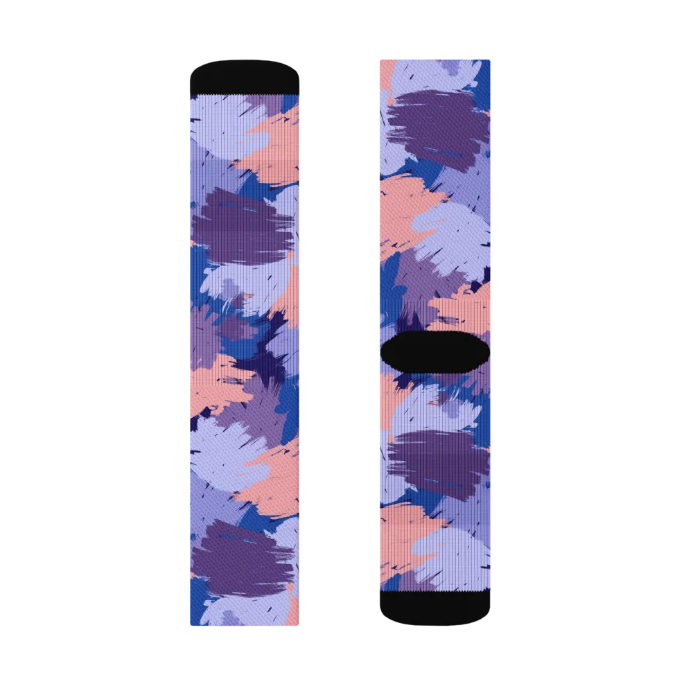 Indigo Brushfire on Socks — Left Sock