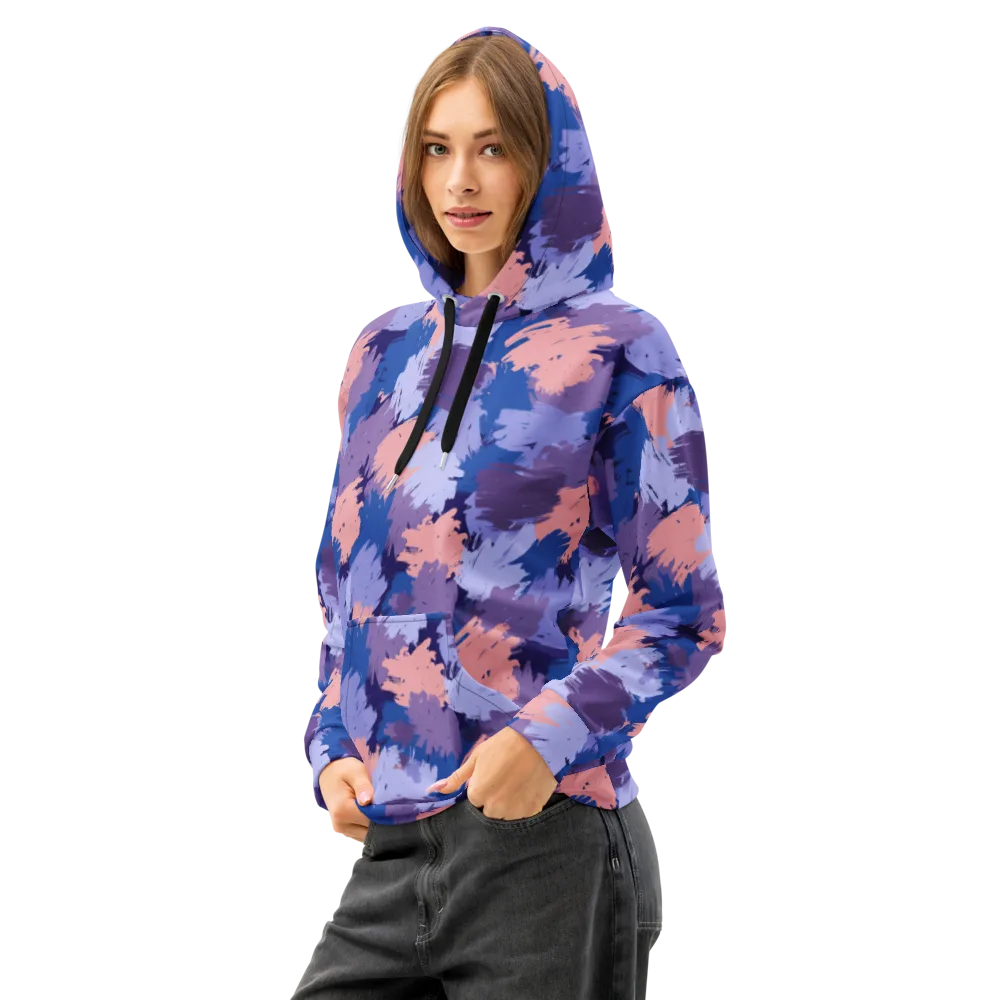 Indigo Brushfire on Cotton Hoodie — Left Front