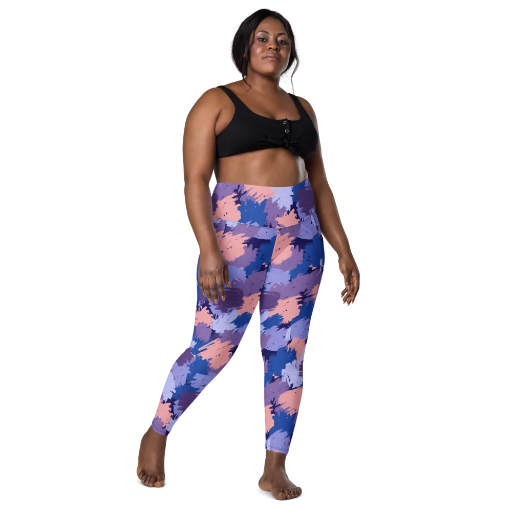 Indigo Brushfire on Leggings with Pockets — Front