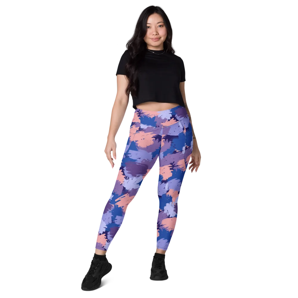 Indigo Brushfire on Leggings with Pockets — Front