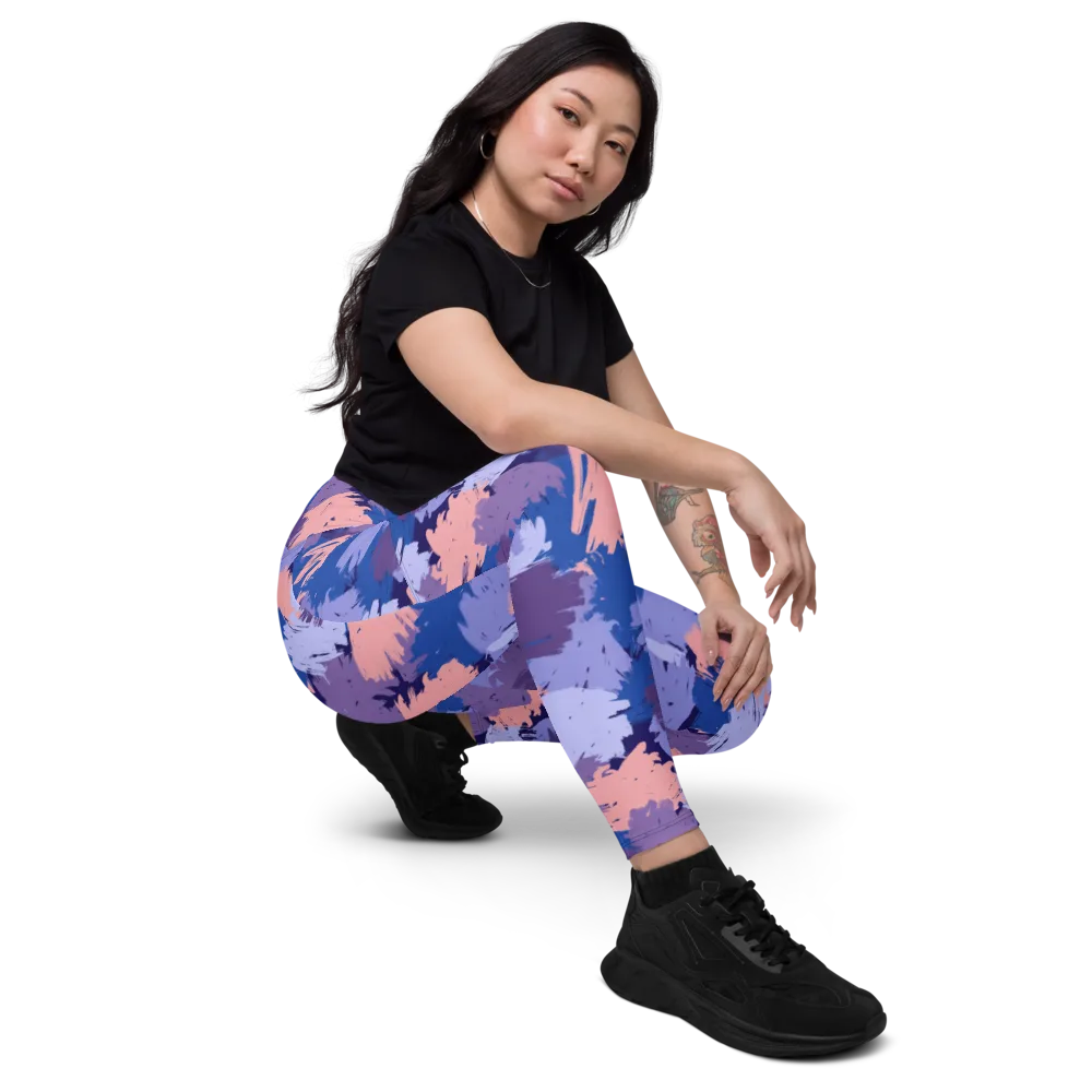 Indigo Brushfire on Leggings with Pockets — Right Front