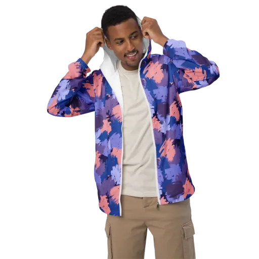 Indigo Brushfire on a Men's Windbreaker